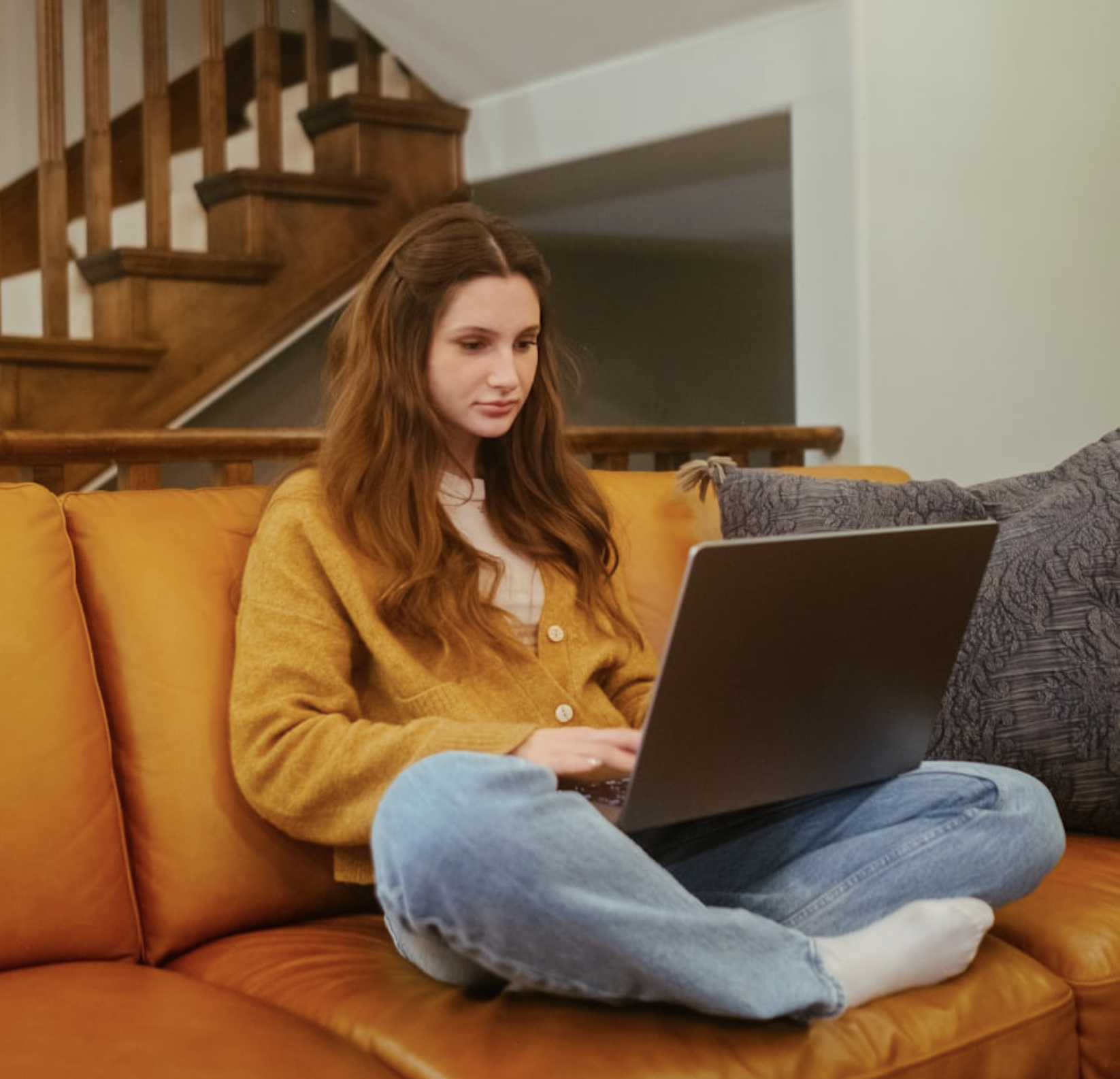 Woman using laptop